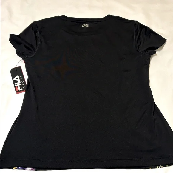 Fila Women's Black Tee with Colorful Accents - Picture 4 of 5
